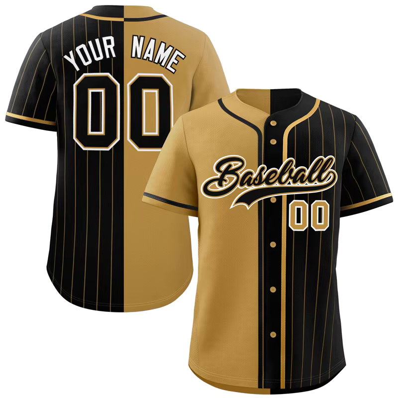 Custom-made genuine baseball Jerseys in gold and black color combination